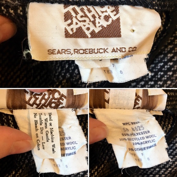 Vintage 70s 80s Sears wool blend black white skirt - Picture 6 of 6